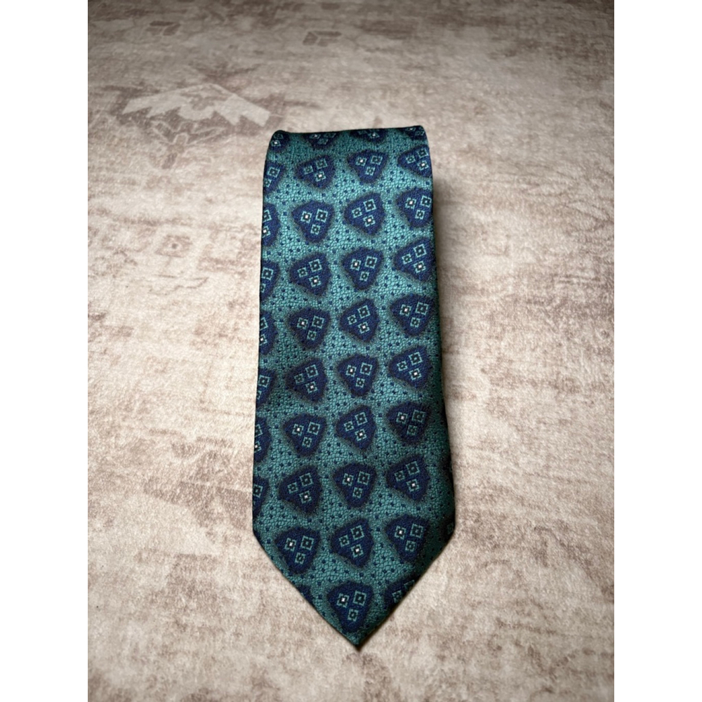 Vintage Andre Valentino Blue Green Patterned Necktie